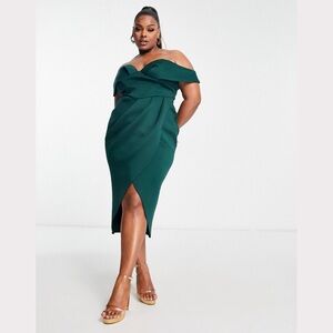 Brand new off the shoulder corset midi wrap skirt dress